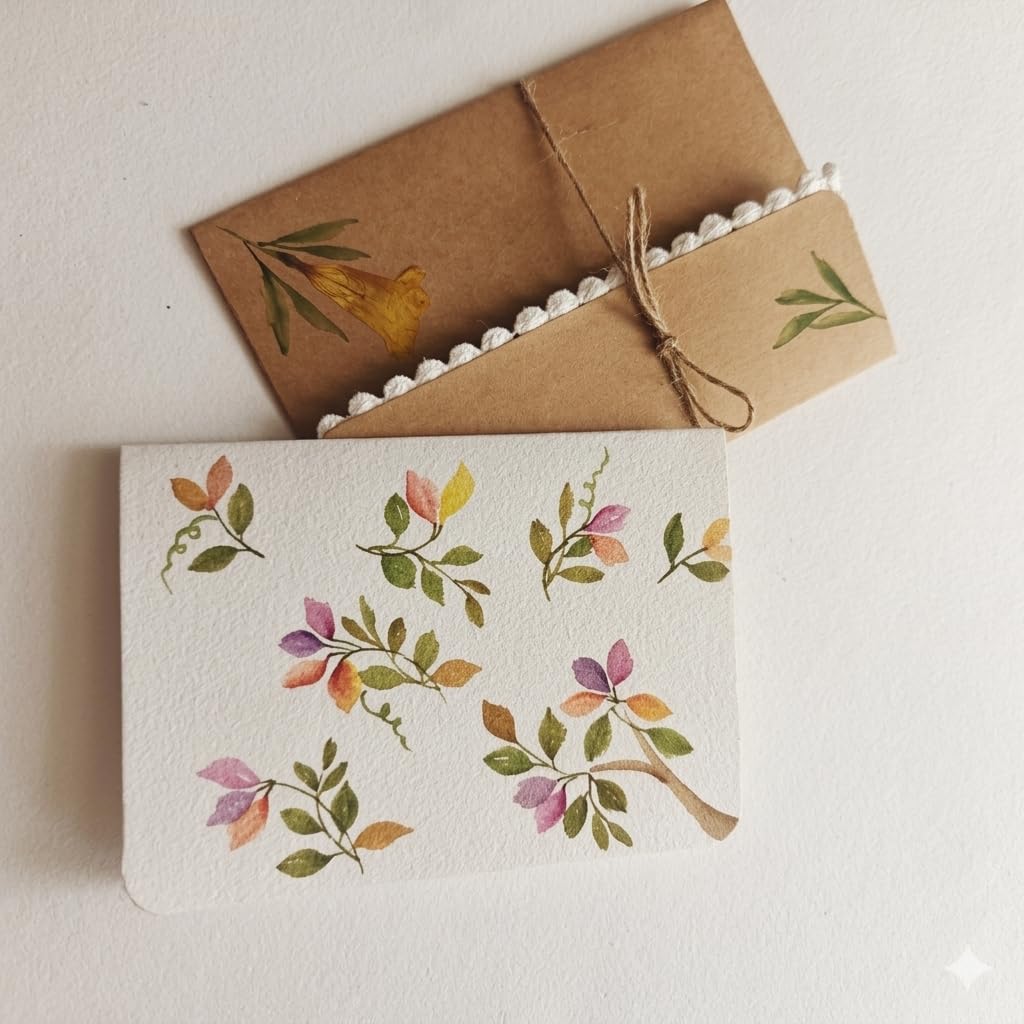 Watercolor greeting card close-up of Bougainvillea artwork