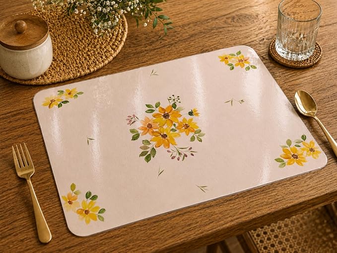 Hand-painted placemat close-up of artwork