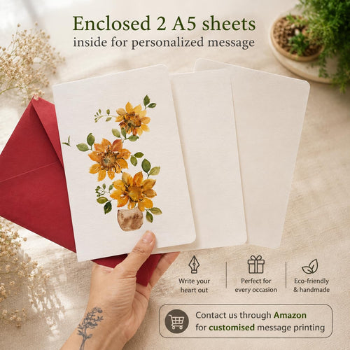 Jumbo Real Pressed Flower Greeting Card with Envelope – 8.8 × 5.5 in