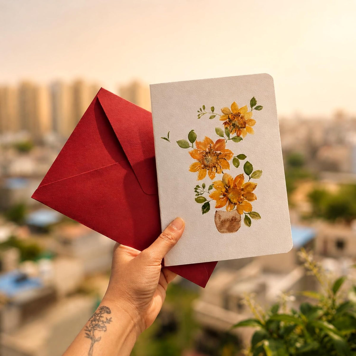 Jumbo Real Pressed Flower Greeting Card with Envelope – 8.8 × 5.5 in