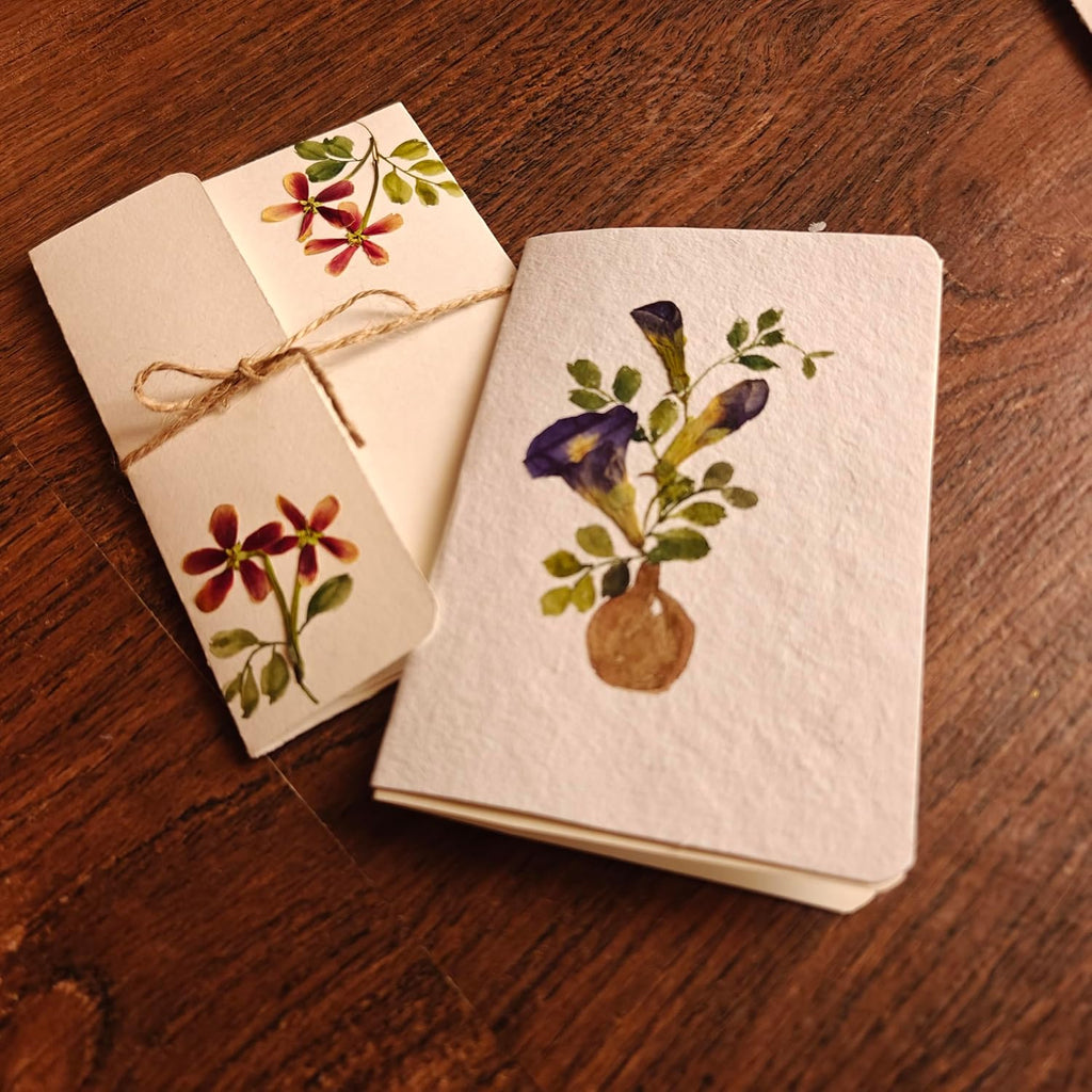 Petals by Shweta | Pack of 2 Pressed Flower Greeting Cards (5.6 x 4.5 in) | Valentine's, Birthday, Christmas & Anniversary Cards