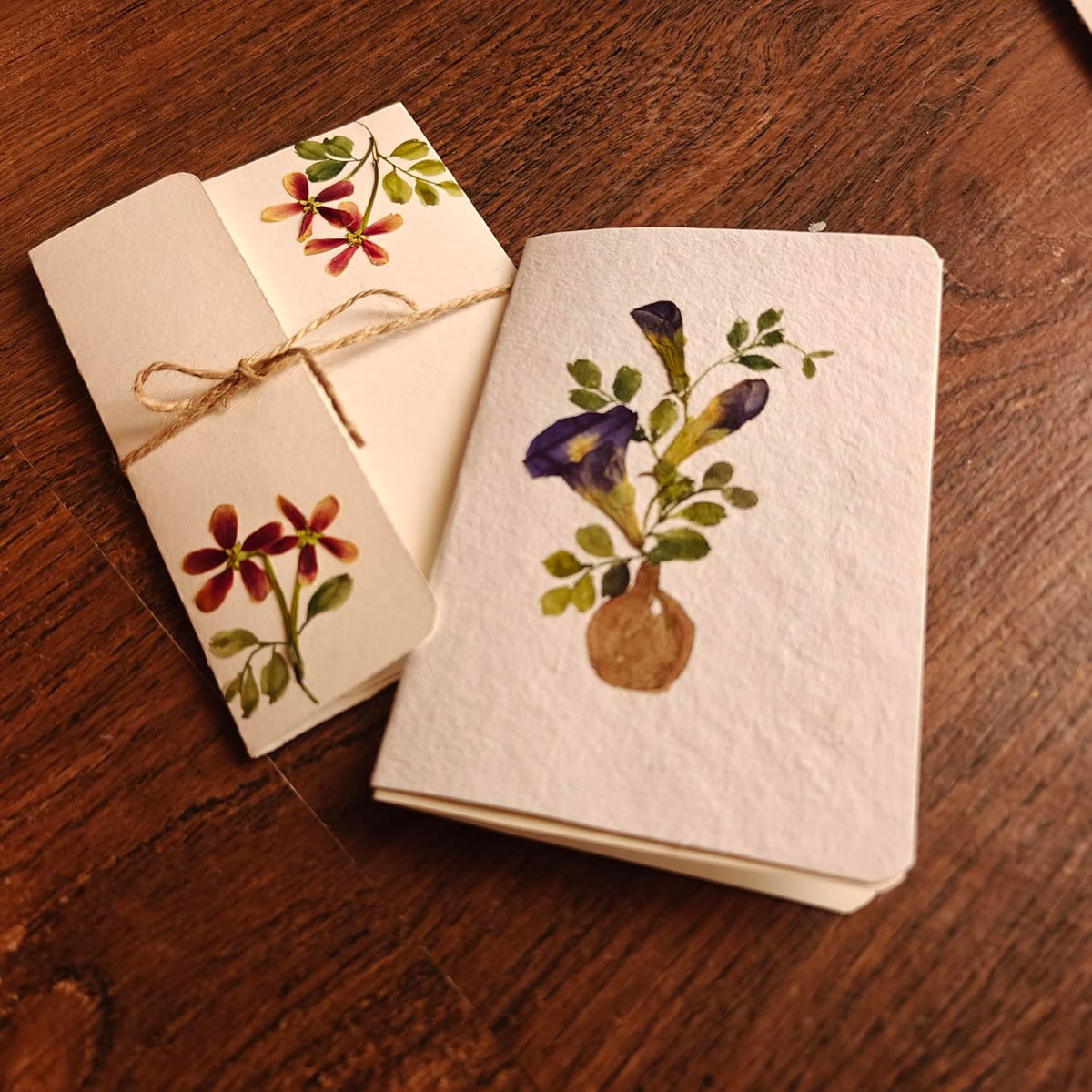 Petals by Shweta | Pack of 2 Pressed Flower Greeting Cards (5.6 x 4.5 in) | Valentine's, Birthday, Christmas & Anniversary Cards