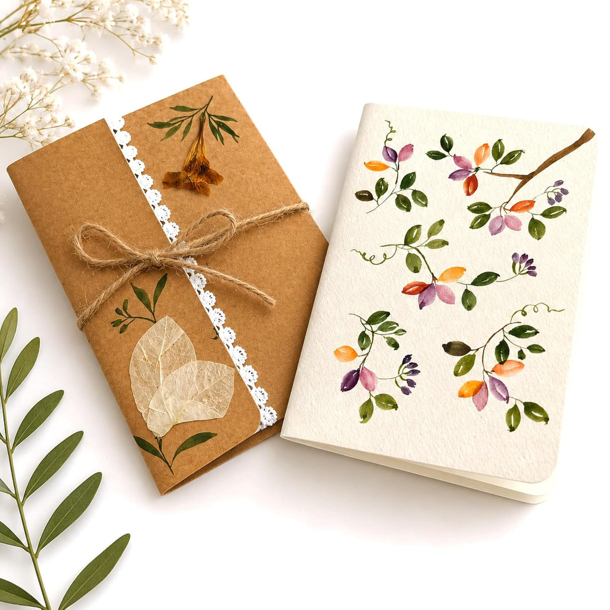 Watercolor greeting card, inside blank page view