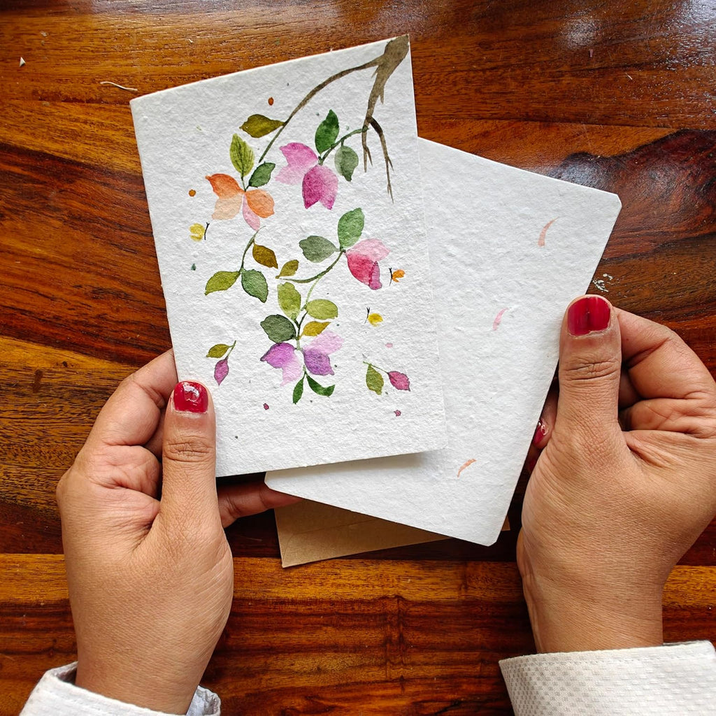 Watercolor greeting card gifting presentation