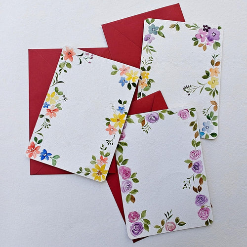 Hand-painted letter writing paper with envelope, premium invites
