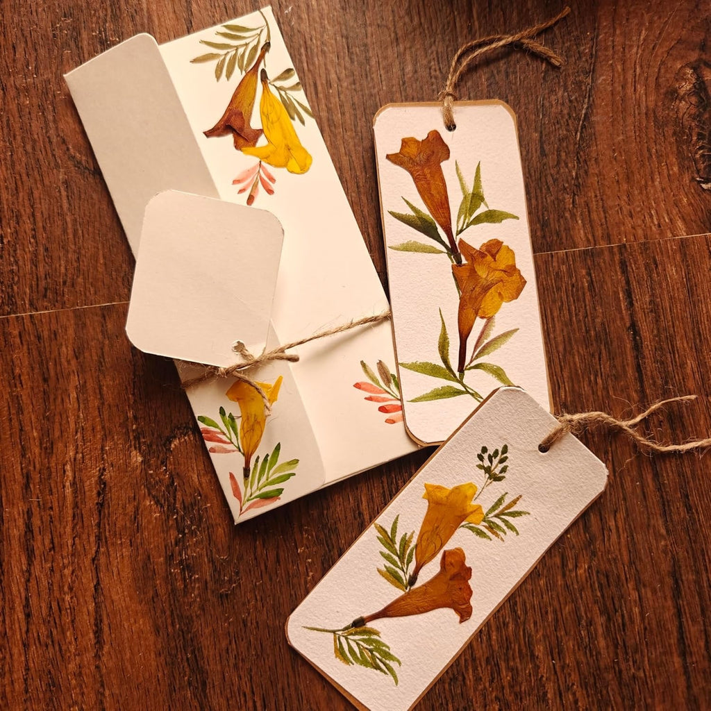 Handmade pressed flower bookmark with real dried flowers, pack of 8