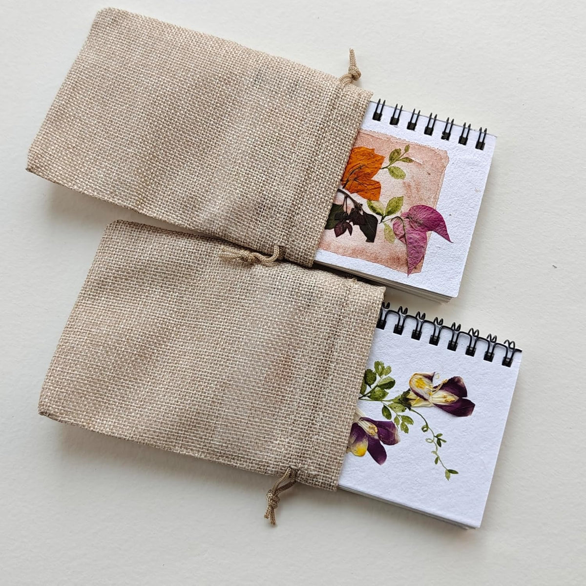 Pressed flower journal styled for gifting