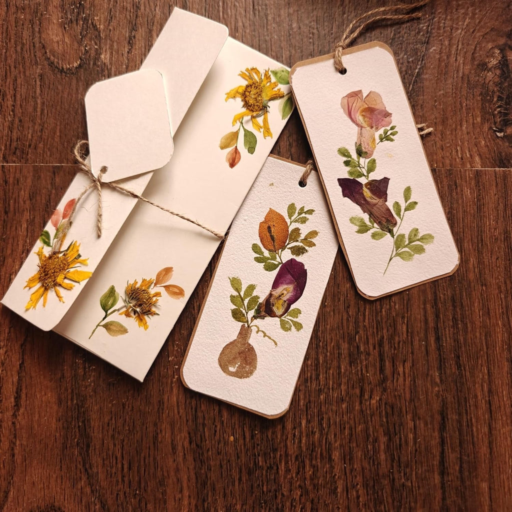 Pressed flower bookmark set of 4 unique designs