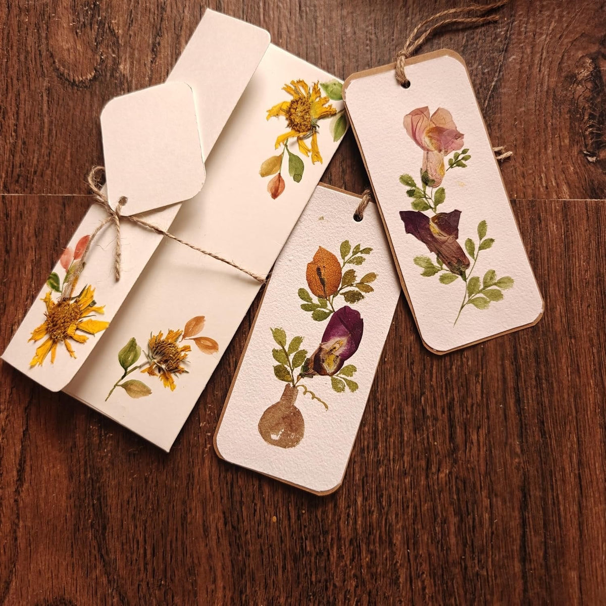Pressed flower bookmark set of 4 unique designs