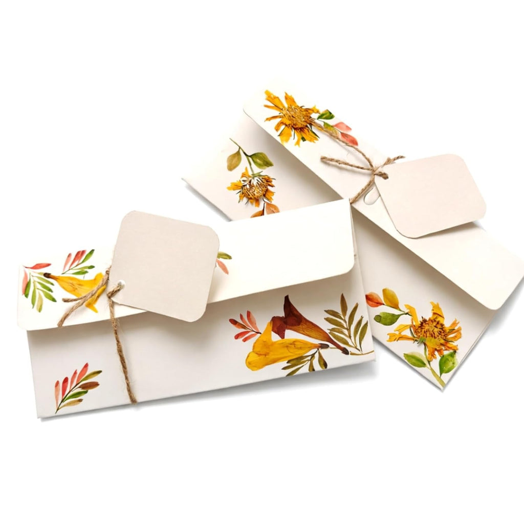 Pressed flower shagun envelope set of 6, full pack view