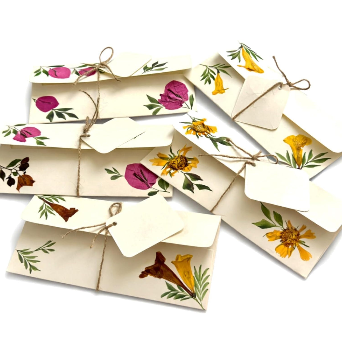 Pressed flower shagun envelope styled for Dakshina gifting